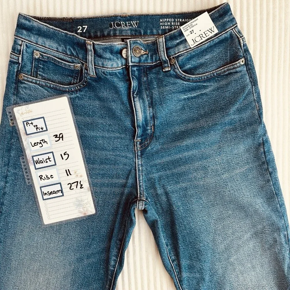 J.Crew Womens Hipped Straight Jean 27 High Rise Stretch Denim Classic NWT $158 - Picture 5 of 11